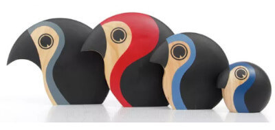 cinq figurines perroquets discus de hans bolling