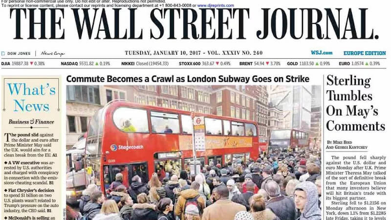 couverture de the wall street journal