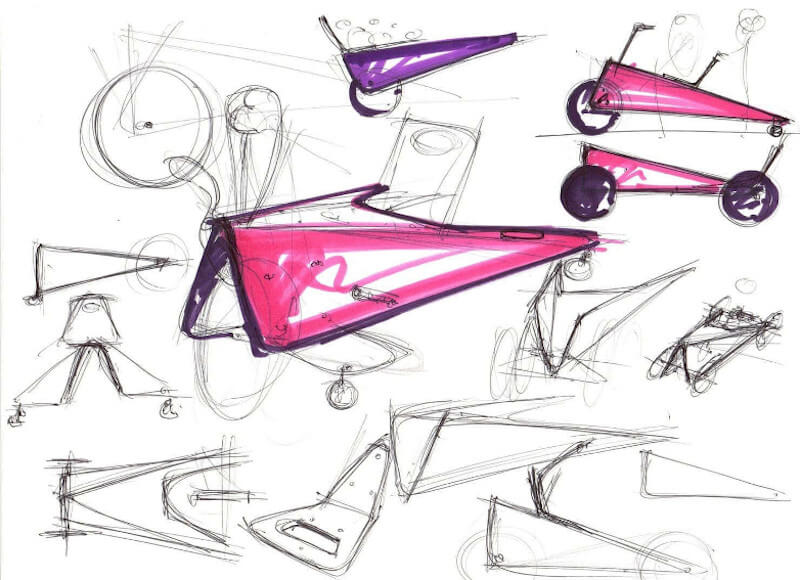 des croquis design de porteurs bebe en bois pour enfant