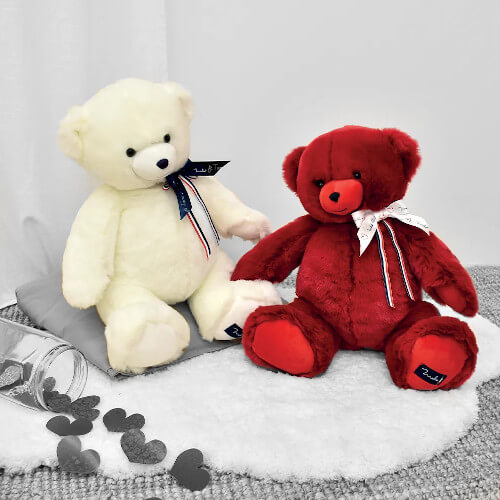 deux peluches bebe ours de la marque mailou tradition