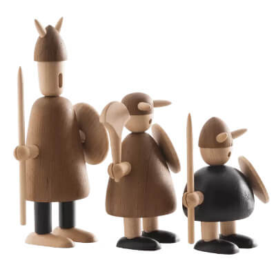 trois figurines vikings en bois jacob jensen