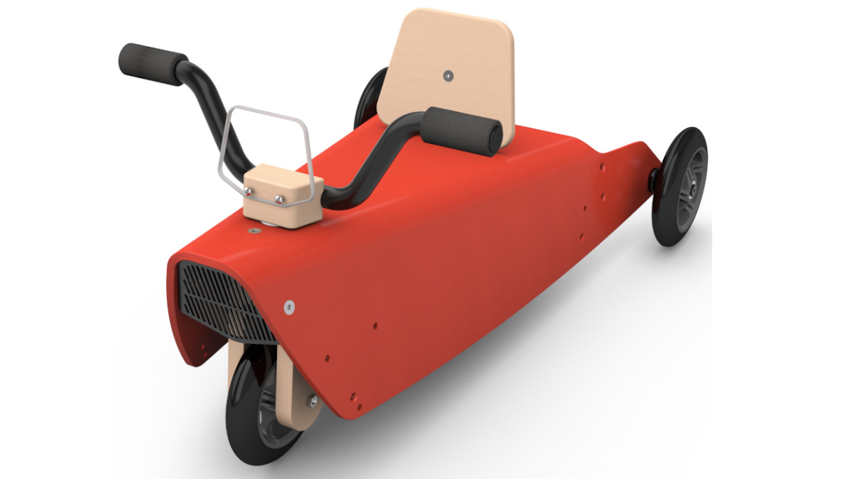 un porteur moto a bascule en bois made in france rouge