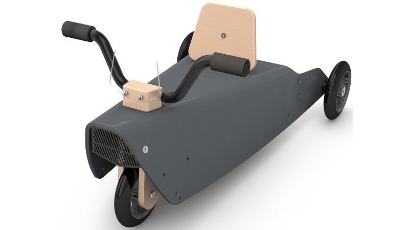 un porteur moto pour bébé en bois couleur grise