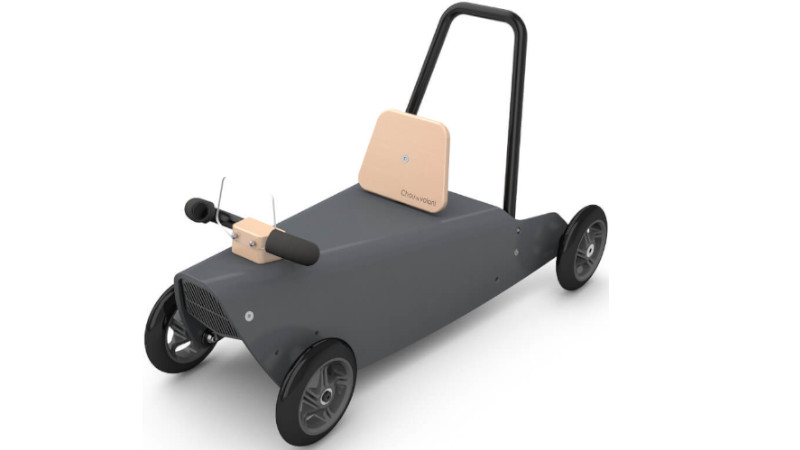 un porteur pousseur voiture en bois couleur grise