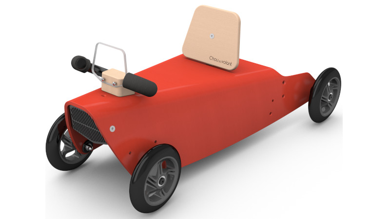 un porteur voiture pour bébé en bois de couleur rouge